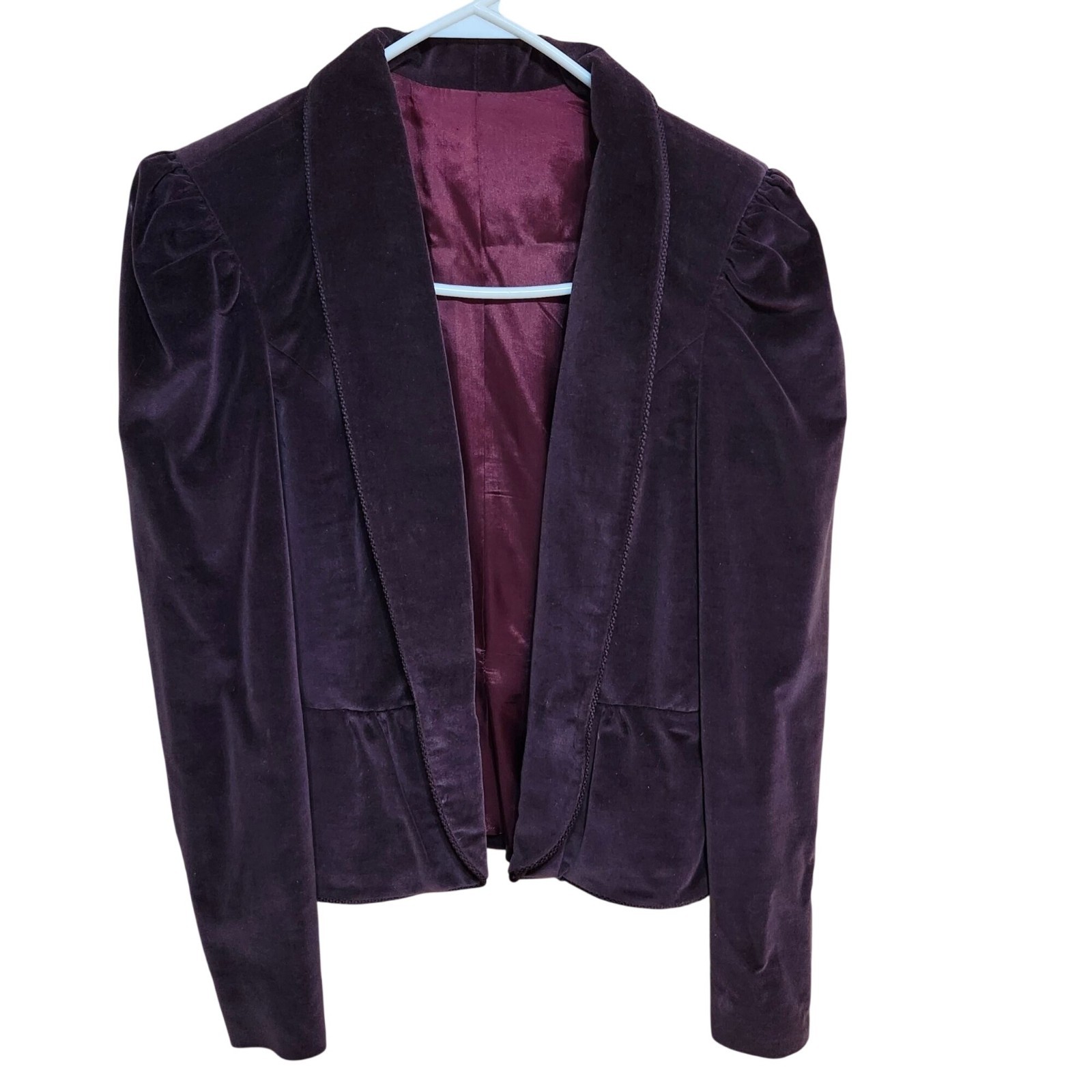 Vintage 80s Women’s Size 4 Velvet Cropped Blazer Eggplant Purple USA Union Made