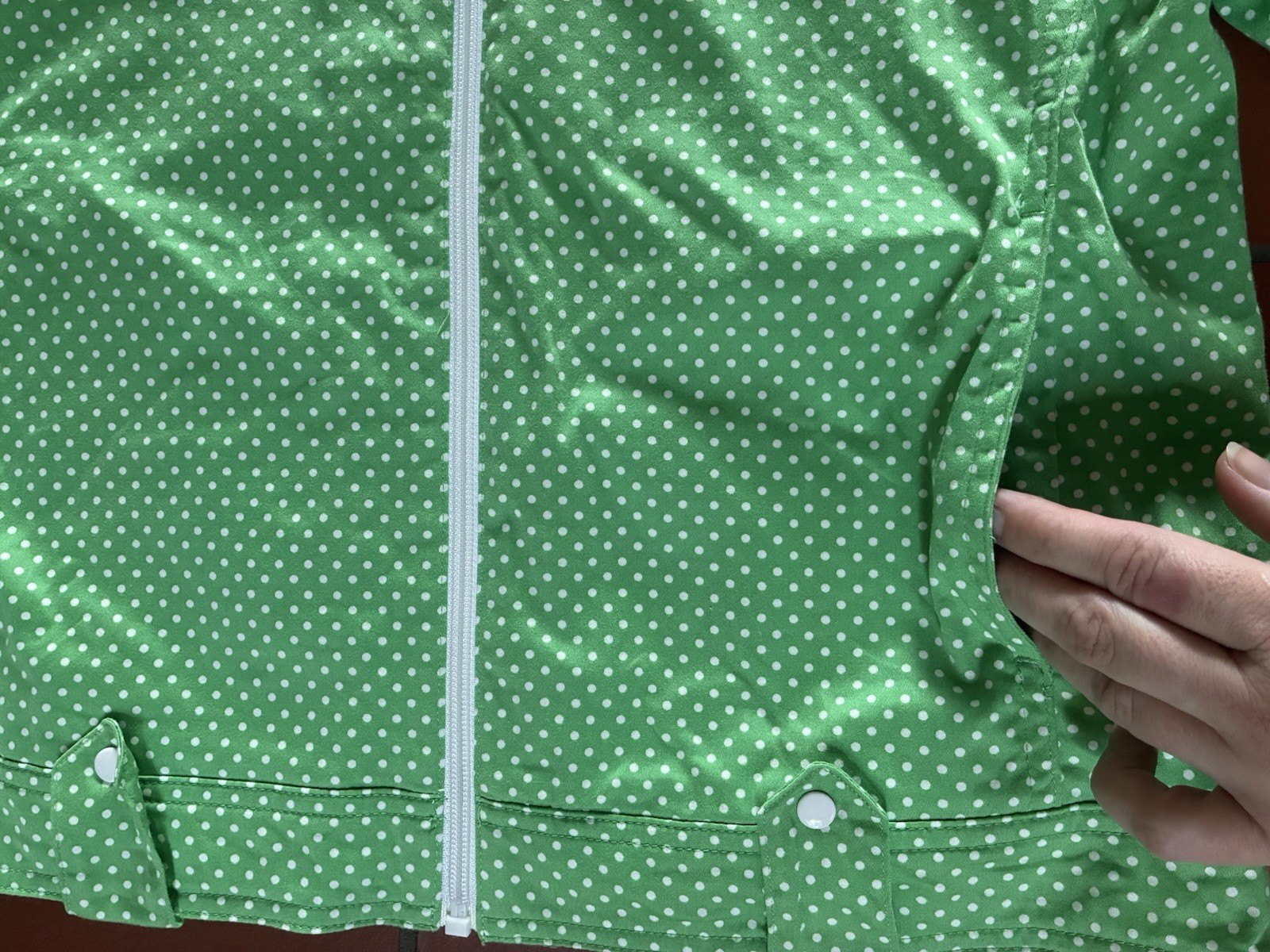 Vintage 80s 90s Blast Zip Up Bomber Jacket Green Polka Dot Petite Small