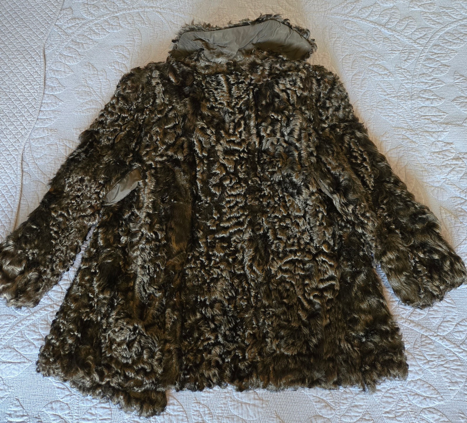 Vintage Persian Lamb Fur Coat w Matching Hat 1950s Astrakhan Curly Lamb Small