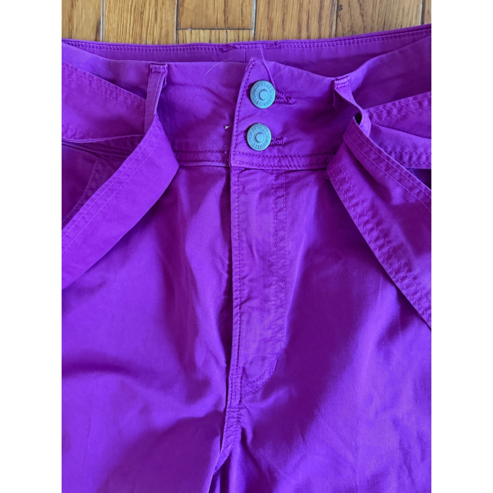 Veronica Beard Jeans Belisa Wide Leg High Rise Cargo Pants Magenta Size 26