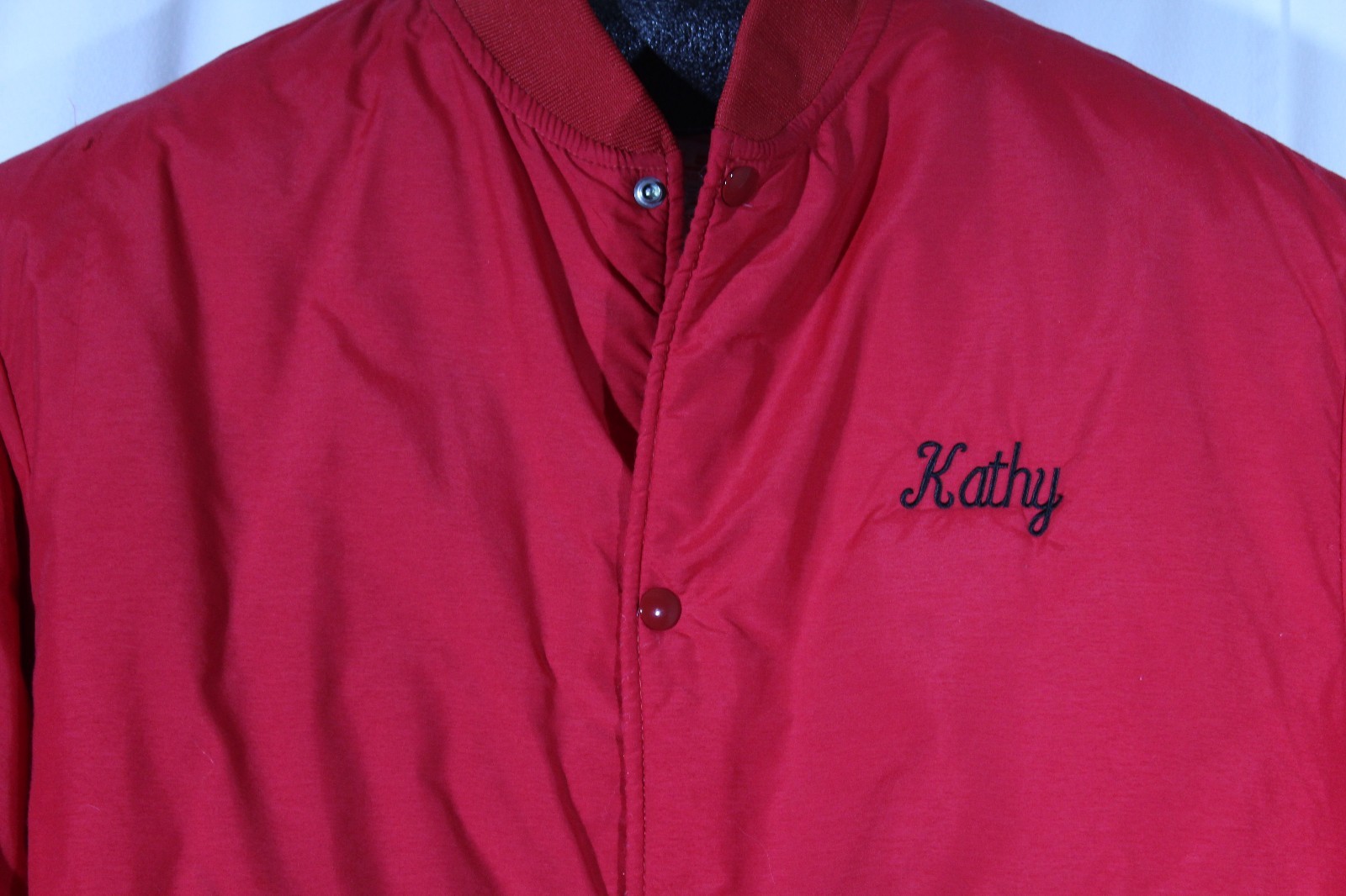 VTG Swingster Size M Red Frame Up Wheel Works Gurnee IL Trucker Jacket KATHY