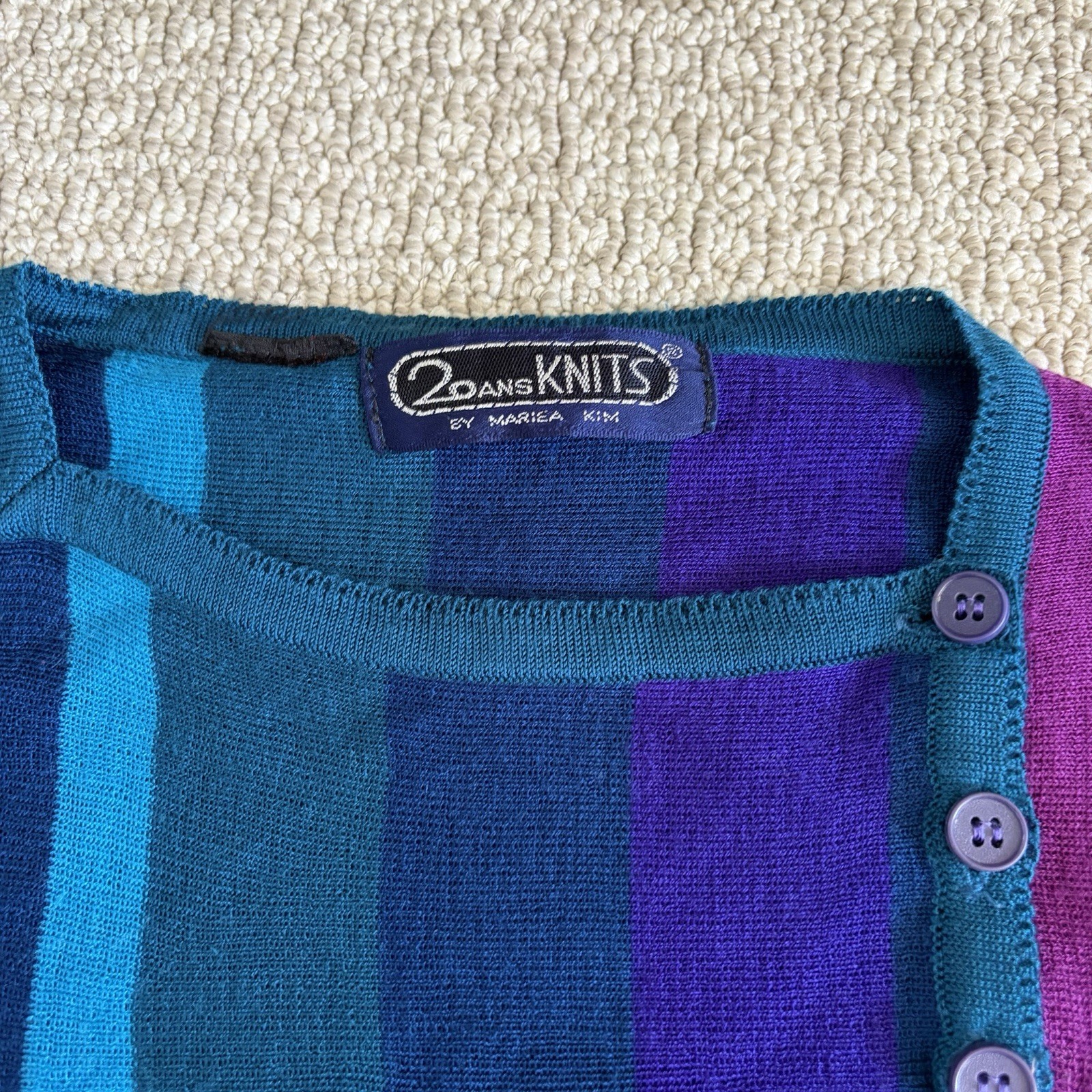 Vintage 70s 20 ANS Mariea Kim Womens Size S Multicolor Knit Pullover Sweater