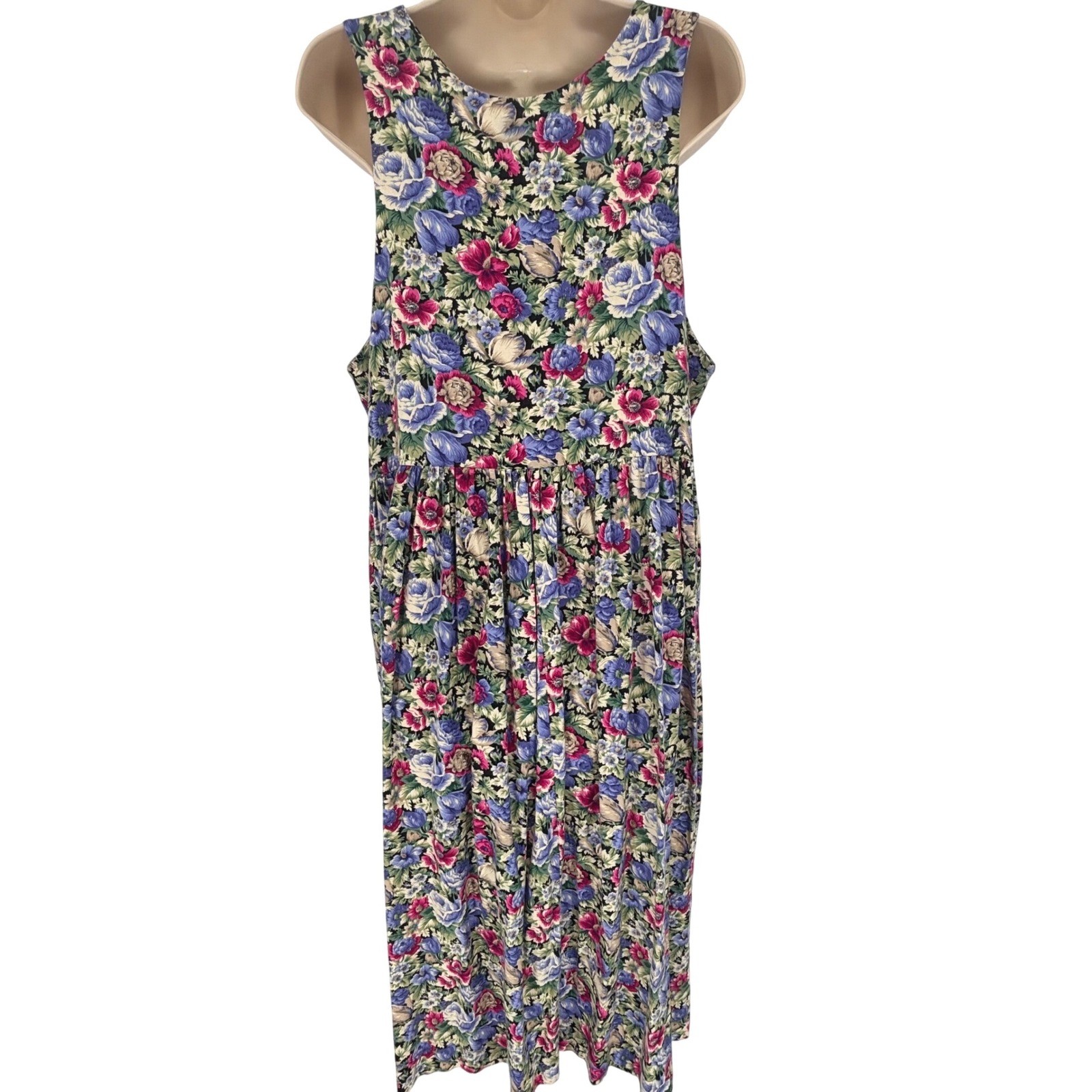 Dogwood Lane Rare Vintage 90s Floral Jumper Dress Ceramic Buttons Womens M