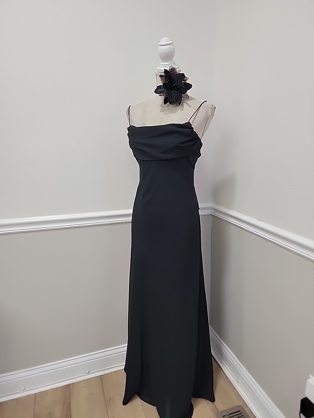 VTG Y2K Black Crepe/Chiffon Prom Formali Dress/Bridgerton Style Maxi Dress
