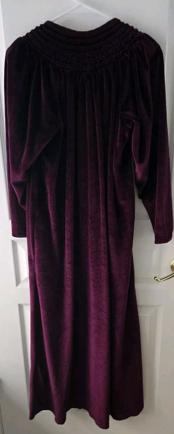 VTG Robe Lara Dee By Charm Warm Fleece Zip Lounge Housecoat 2 Pocket Purple Sz L