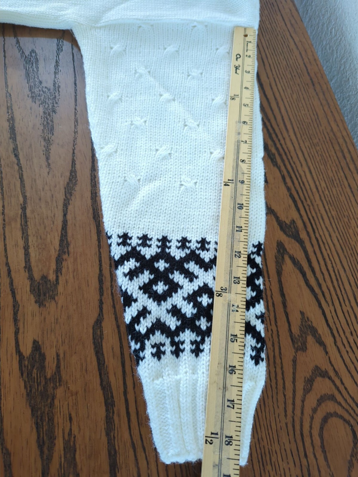 Vintage JOLIE Nordic Sweater With Turtleneck & Black Geometric Pattern sz M / L