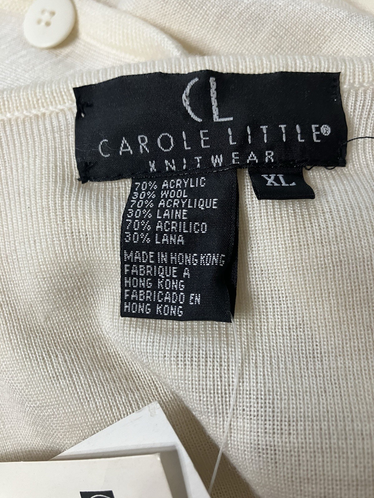 VTG Carole Little Knit Dress & Jacket Cream Silver Beaded Wool Blend XL New NWT
