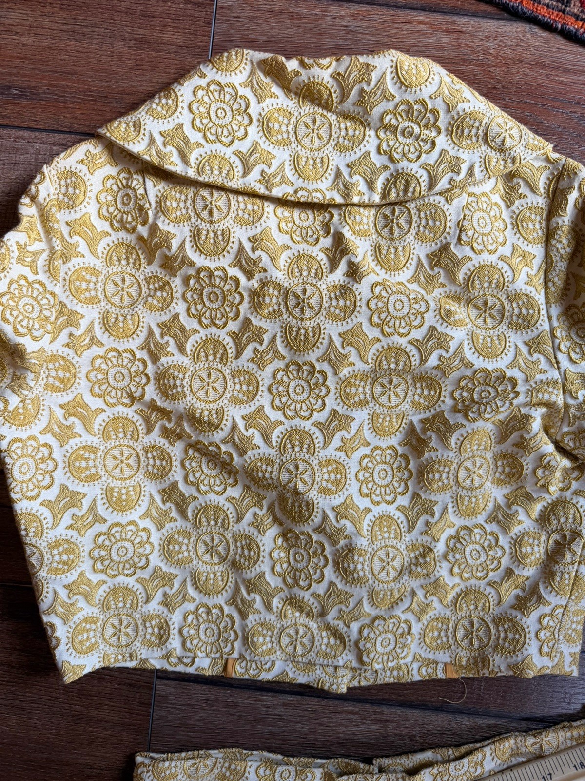 Vintage 1960’s Gold Brocade MCM 2-piece Pencil Dress & Bolero Crop Jacket MOD