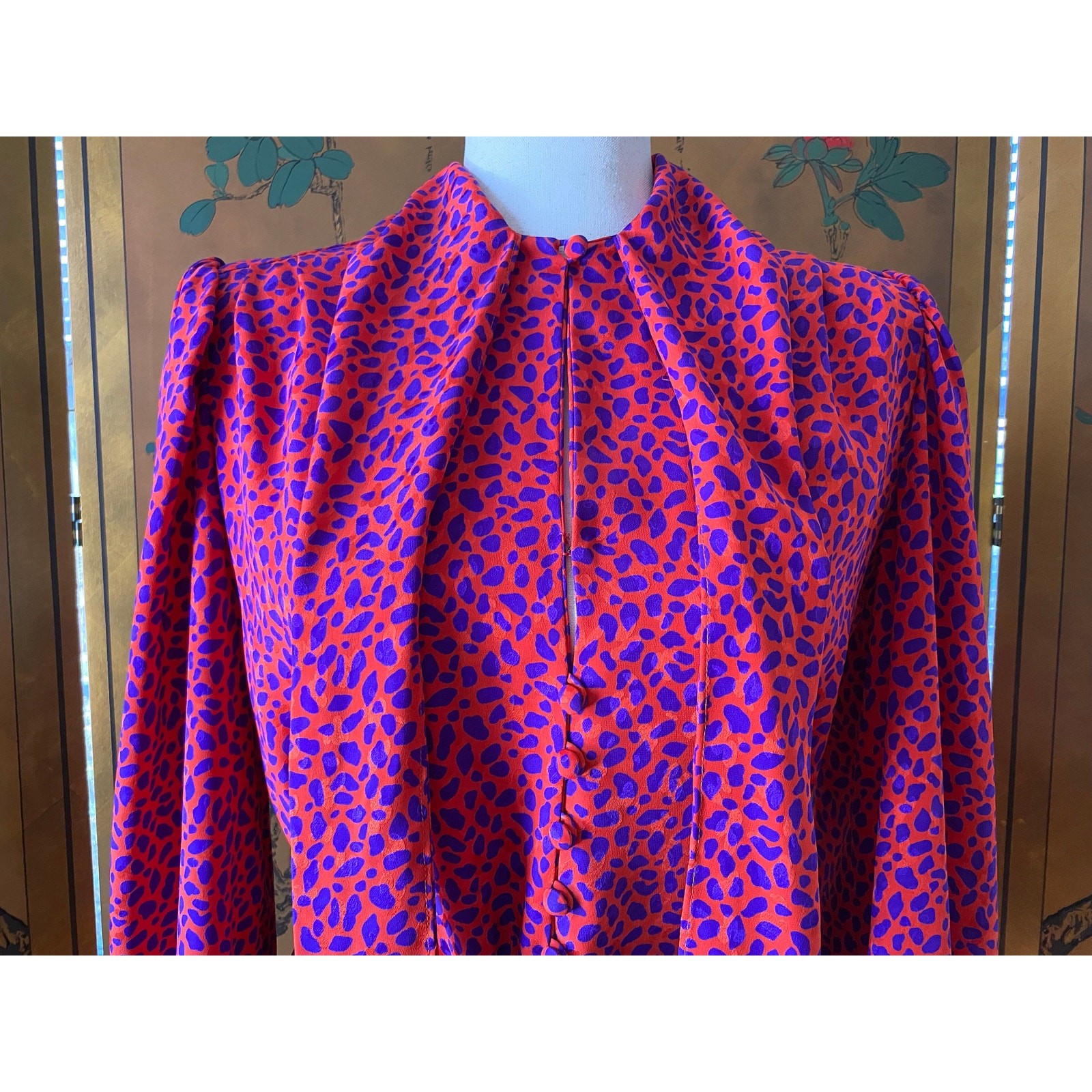 Vintage Jean-Louis Scherrer belted dress with graphic print, size M