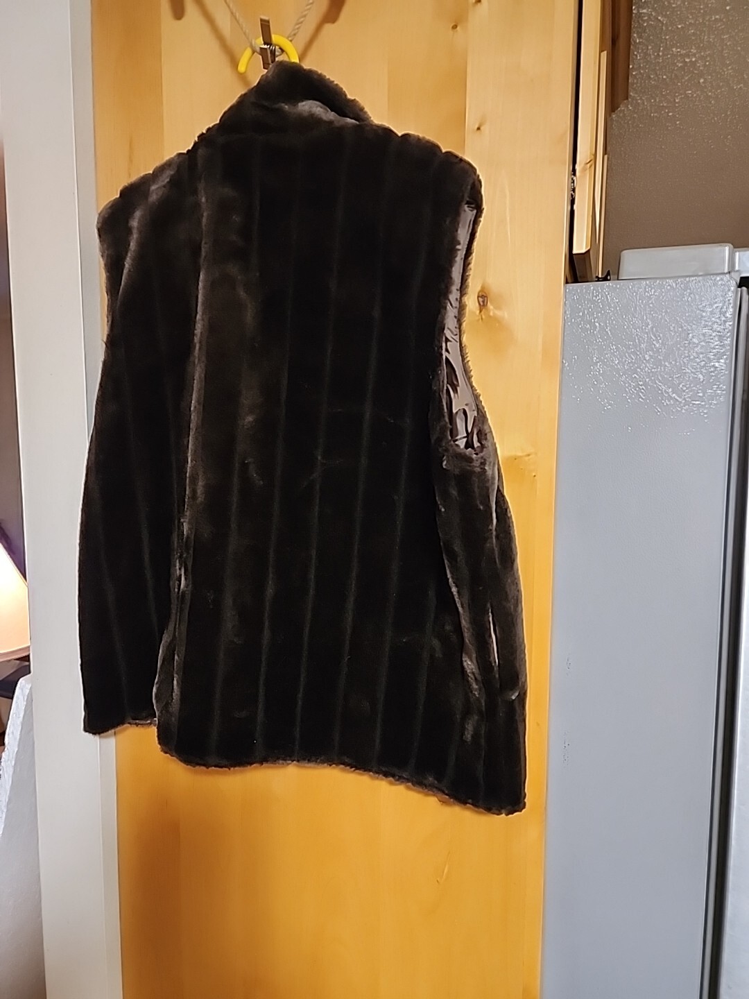 VTG Faux Fur Vest Women’s Full Zip DARK Brown Black Sleeveless sz XL Big&Tall