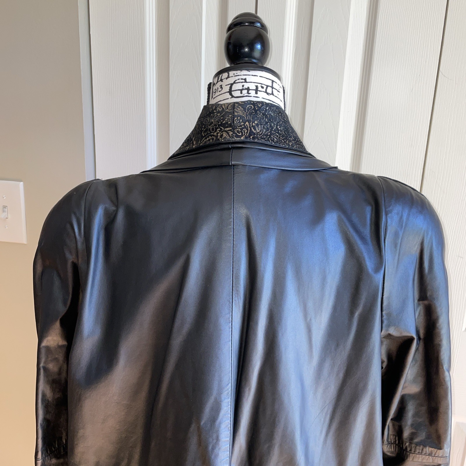 Vintage Northside Leather Coat Woman’s M Black Swing Long Line Open Front