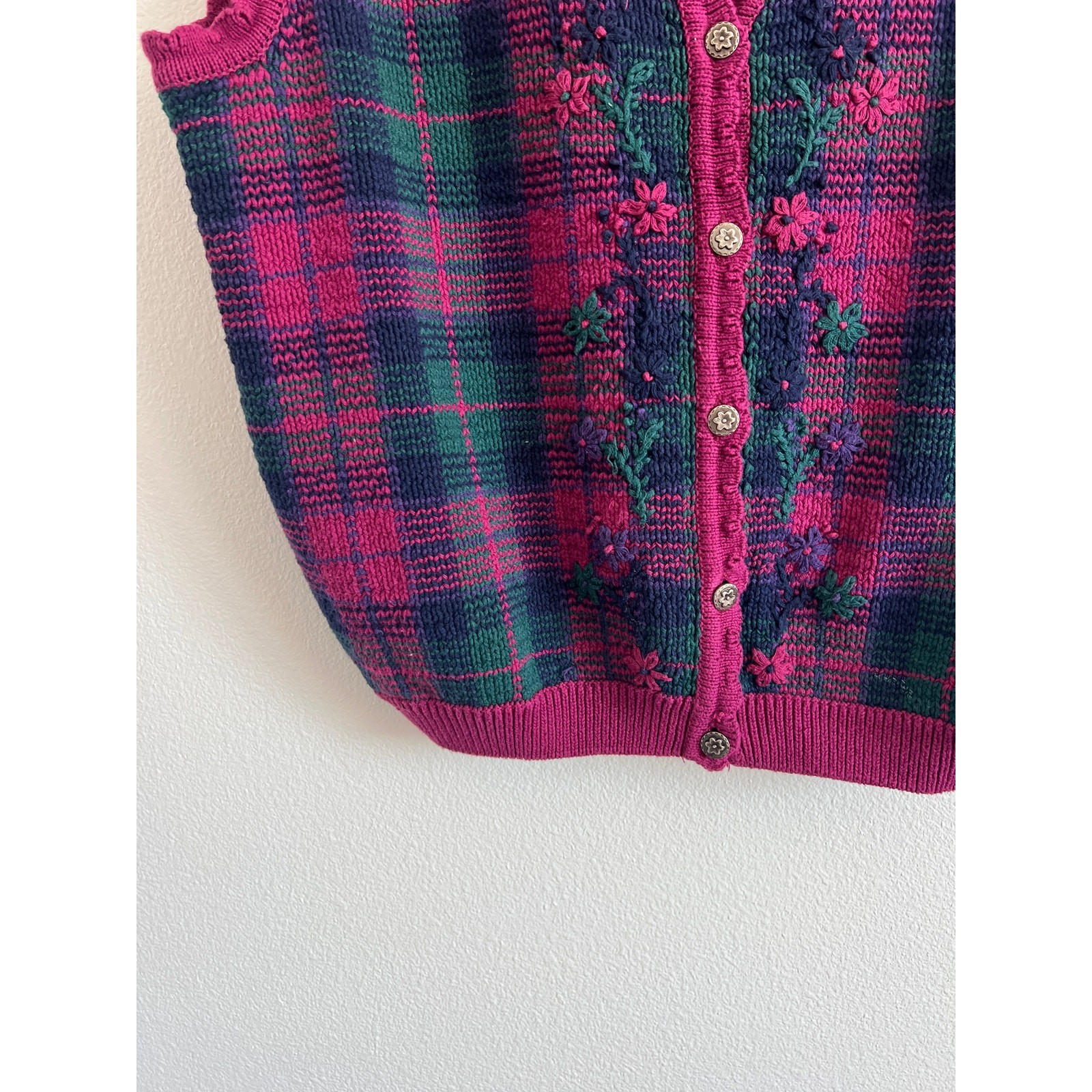 Vintage 1990s Northern Reflections Floral Knit Sweater Vest XL Grandmillennial