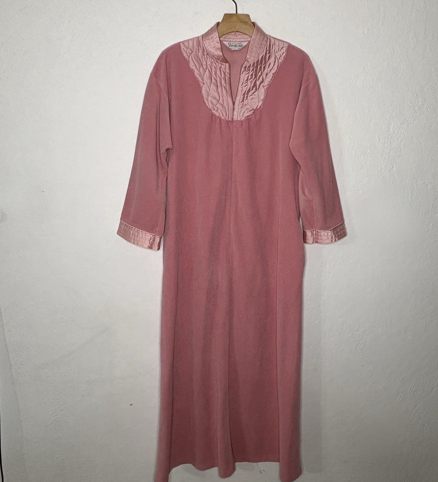 Vtg Vanity Fair Sz S Dacron Polyester Robe Pink Zipper Lounger Pocket Grannycore