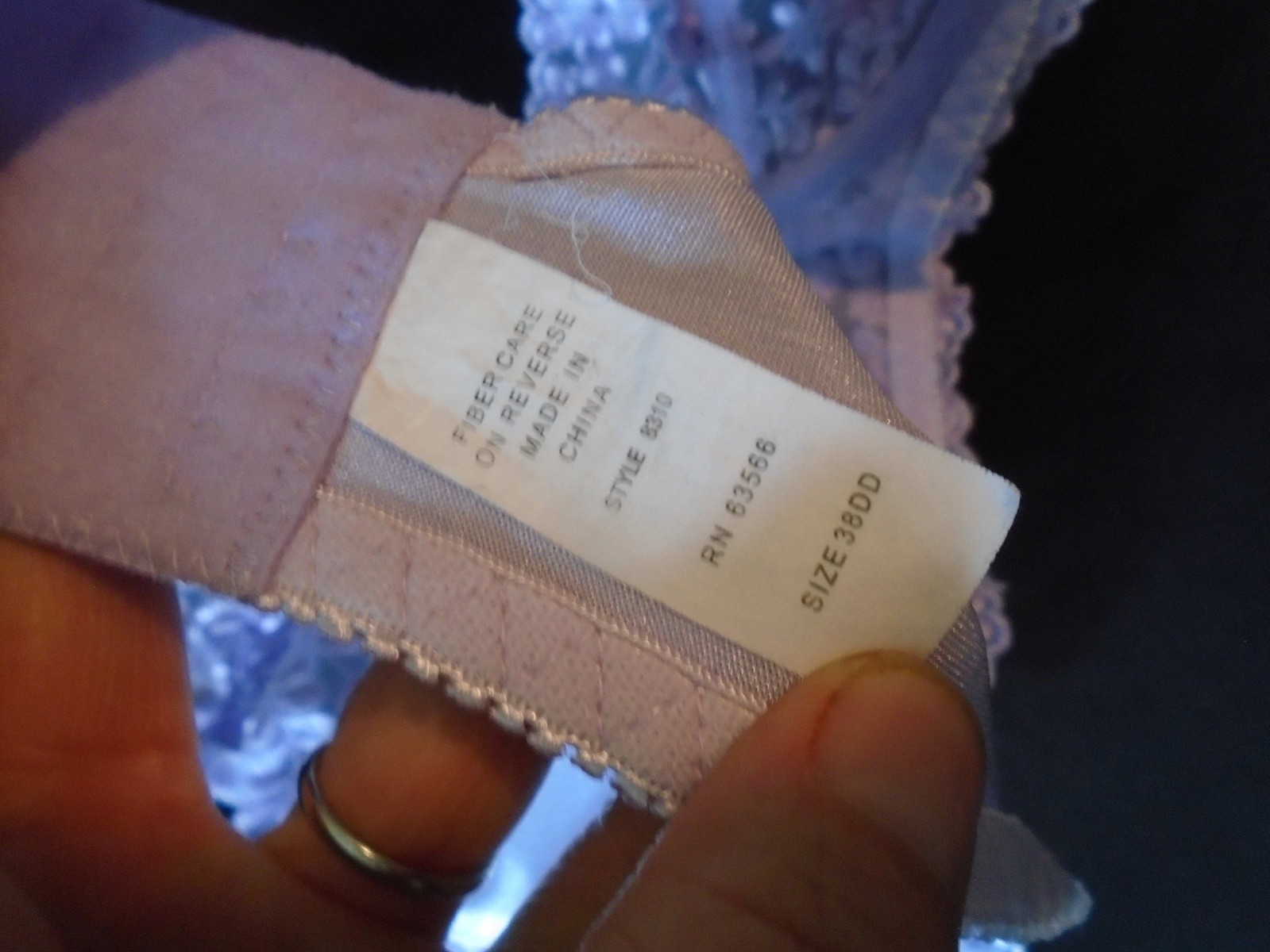 38DD Lilac Embroidered & Second Skin U/W Unlined Vtg Minimizer Bra #8310 38DD