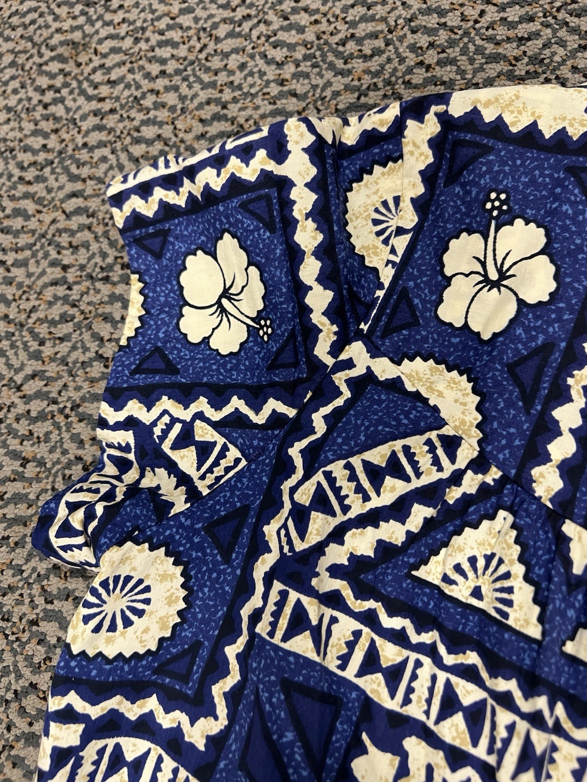vintage ui-maikai dress hawaiian mumu XL blue Rn 26300 100% Cotton