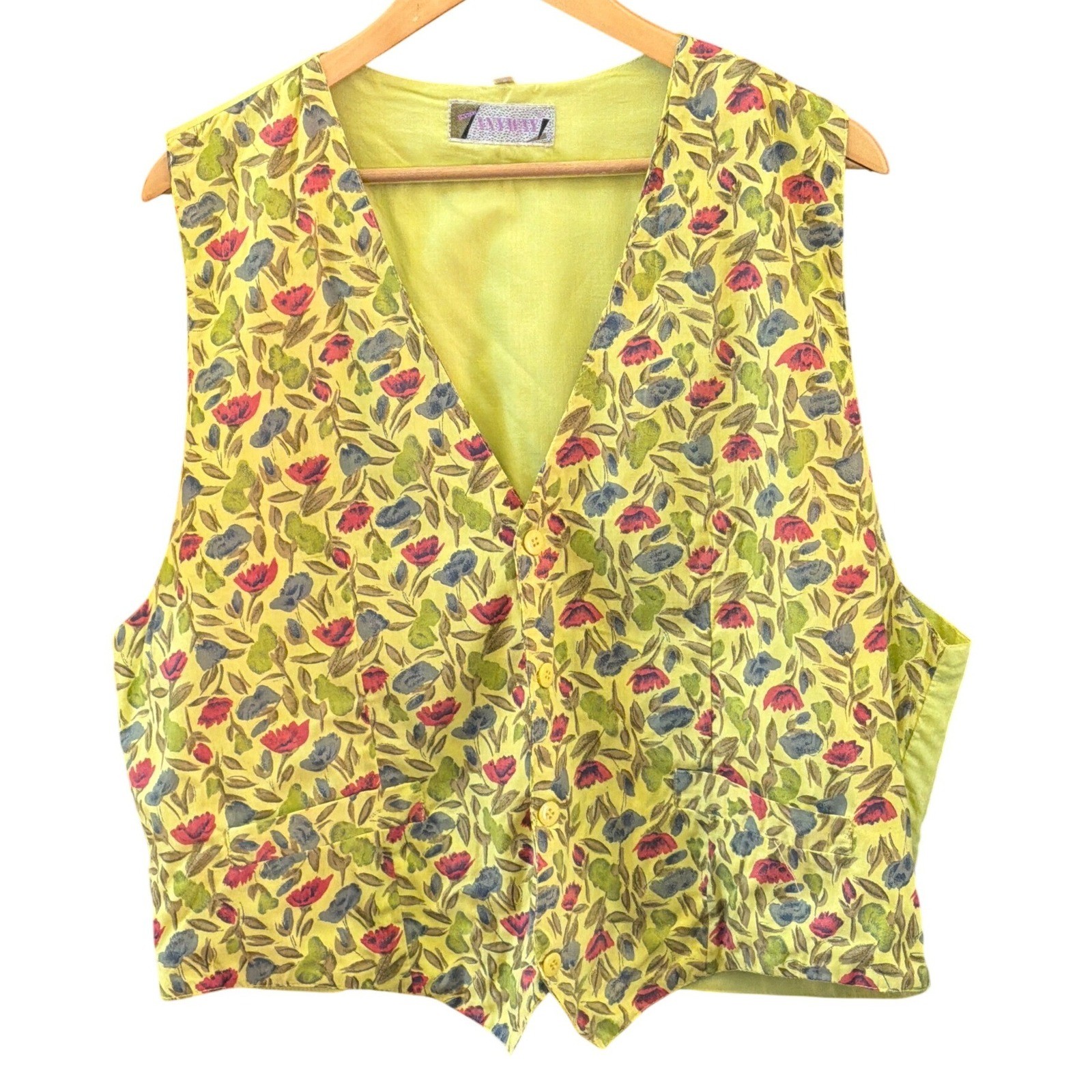 Vintage Anyway Floral Button Down Vest Cottagecore Grandma Core Art Teacher XL