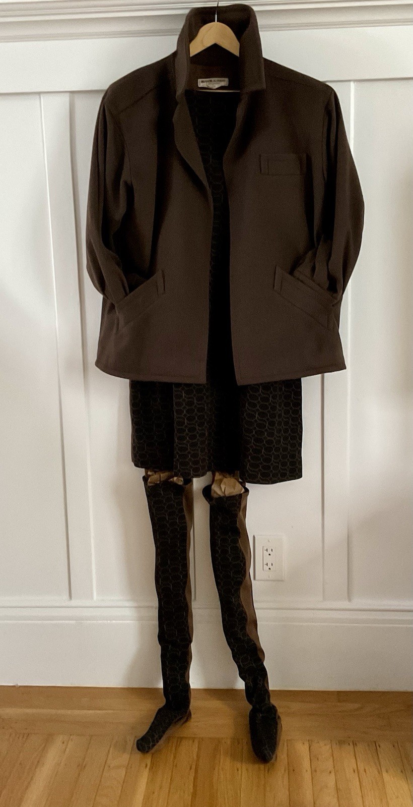 RUDI GERNREICH Harmon Knitwear 60’s A Line Wool Jacquard Jersey Dress W/Socks 12