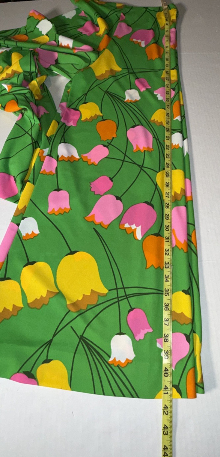 Vintage 60s Mod Tulip Floral Wrap Top Wide Leg Palazzo Pants Set S XS 2/4 W-26″