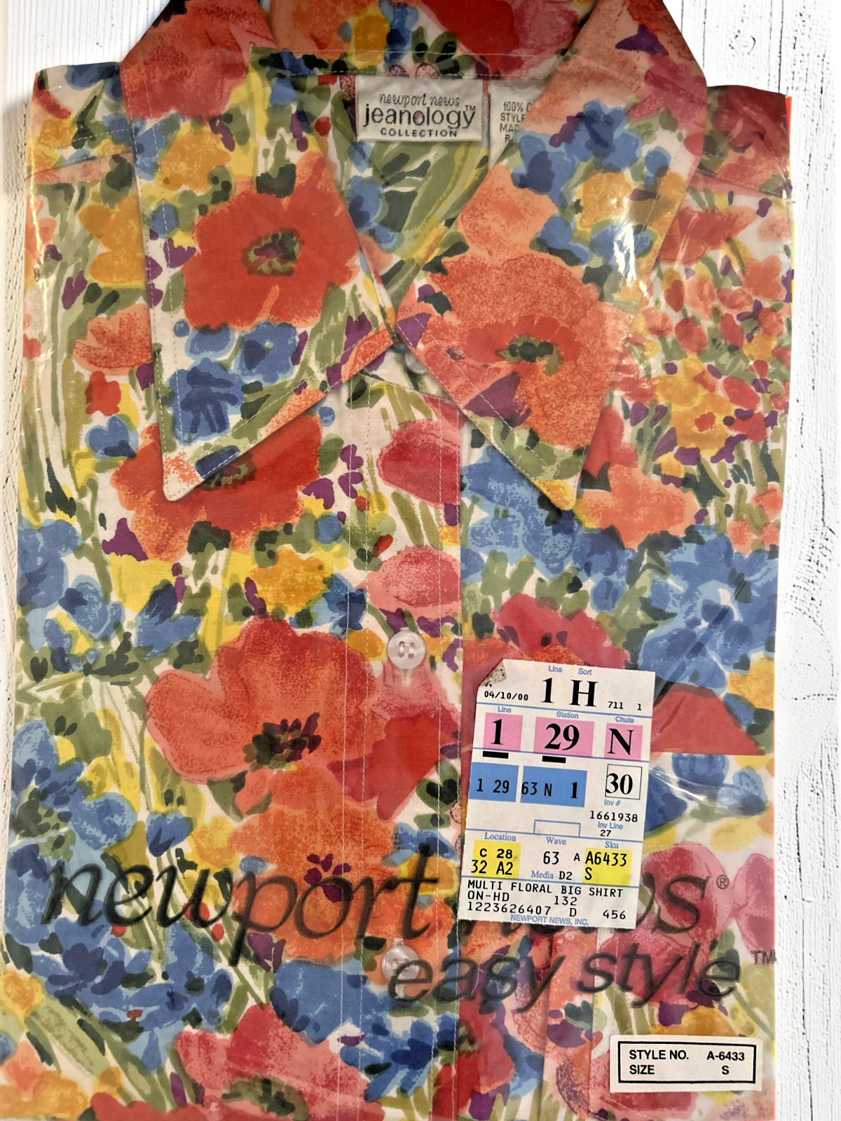 Rare VTG Newport News Jeanology Floral Spring Button Up Shirt Women’s L Cotton