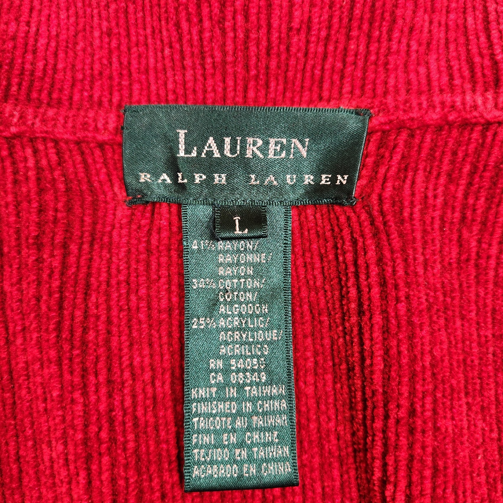Vintage 80s Ralph Lauren Women’s Large Cardigan Sweater Blazer Red Crest Pockets