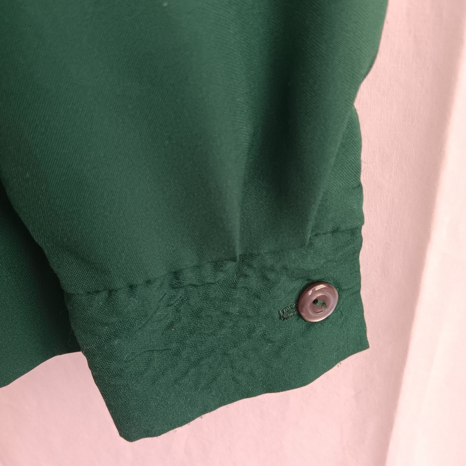 Careerlook Blouse Women Medium Green Excellent Vintage Tie Neck Button Up Top