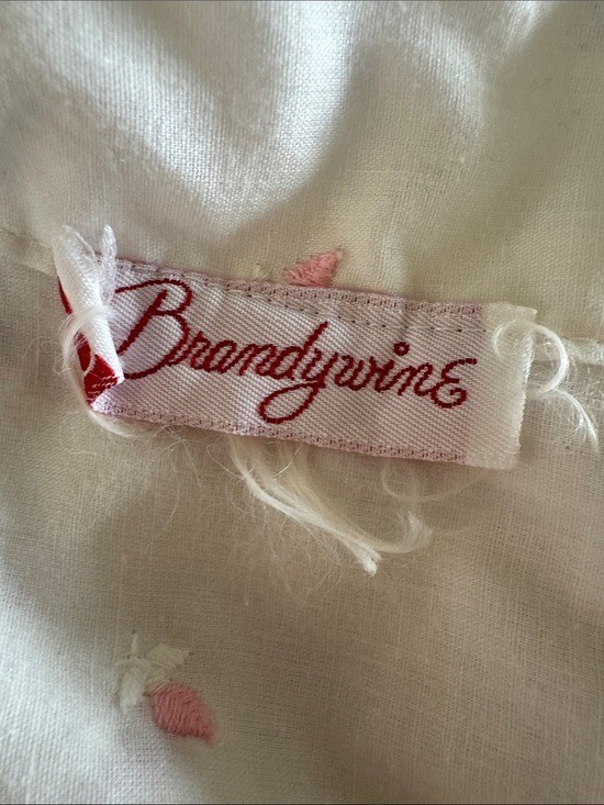 Vintage Brandywine Nightgown Womens Large Embroidered Floral Cotton White