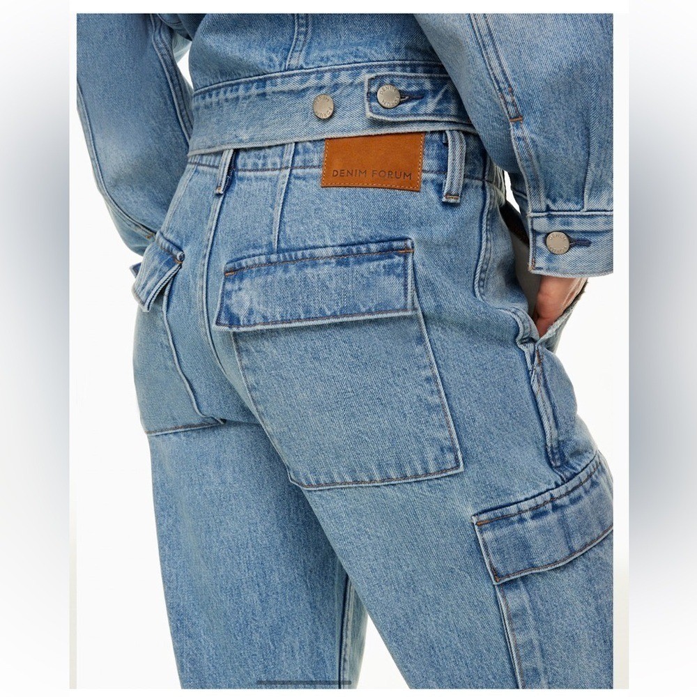Denim Forum The ’90s Edie Lo-rise Cargo Jean in 7 Yrs Pctr Ths Bleu Size 24 NWOT