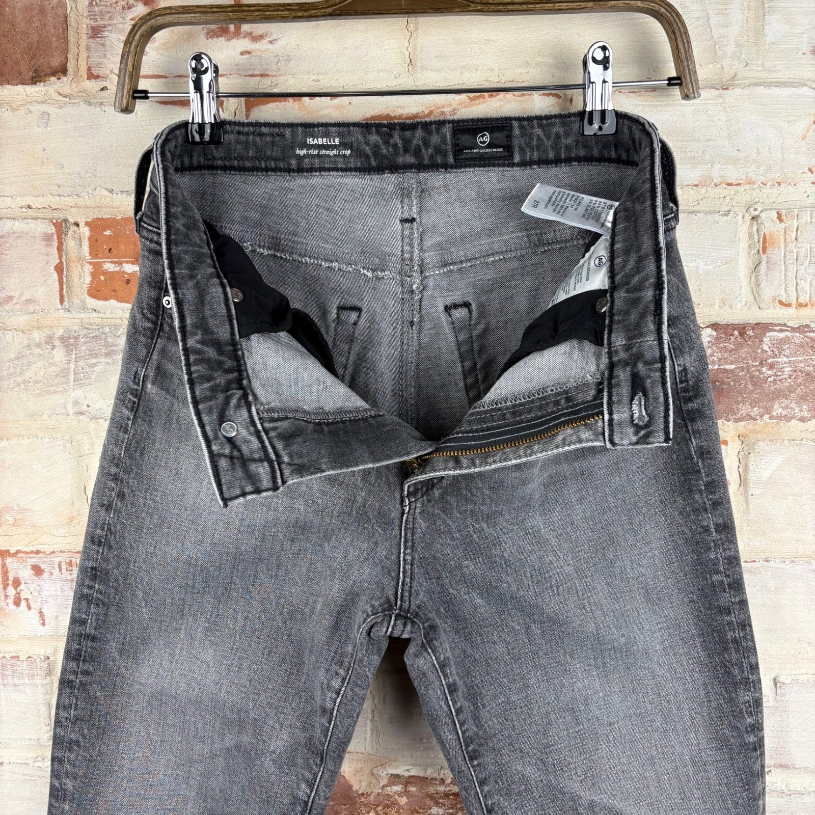 AG Adriano Goldschmied Isabelle High Rise Straight Crop Jeans Gray Sz 27 Vintage