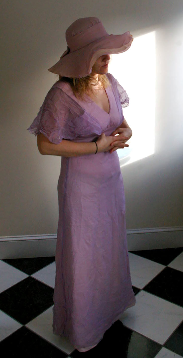 1970s vintage dress + HAT pale purple handmade magic SMALL maxi vtg summer fun