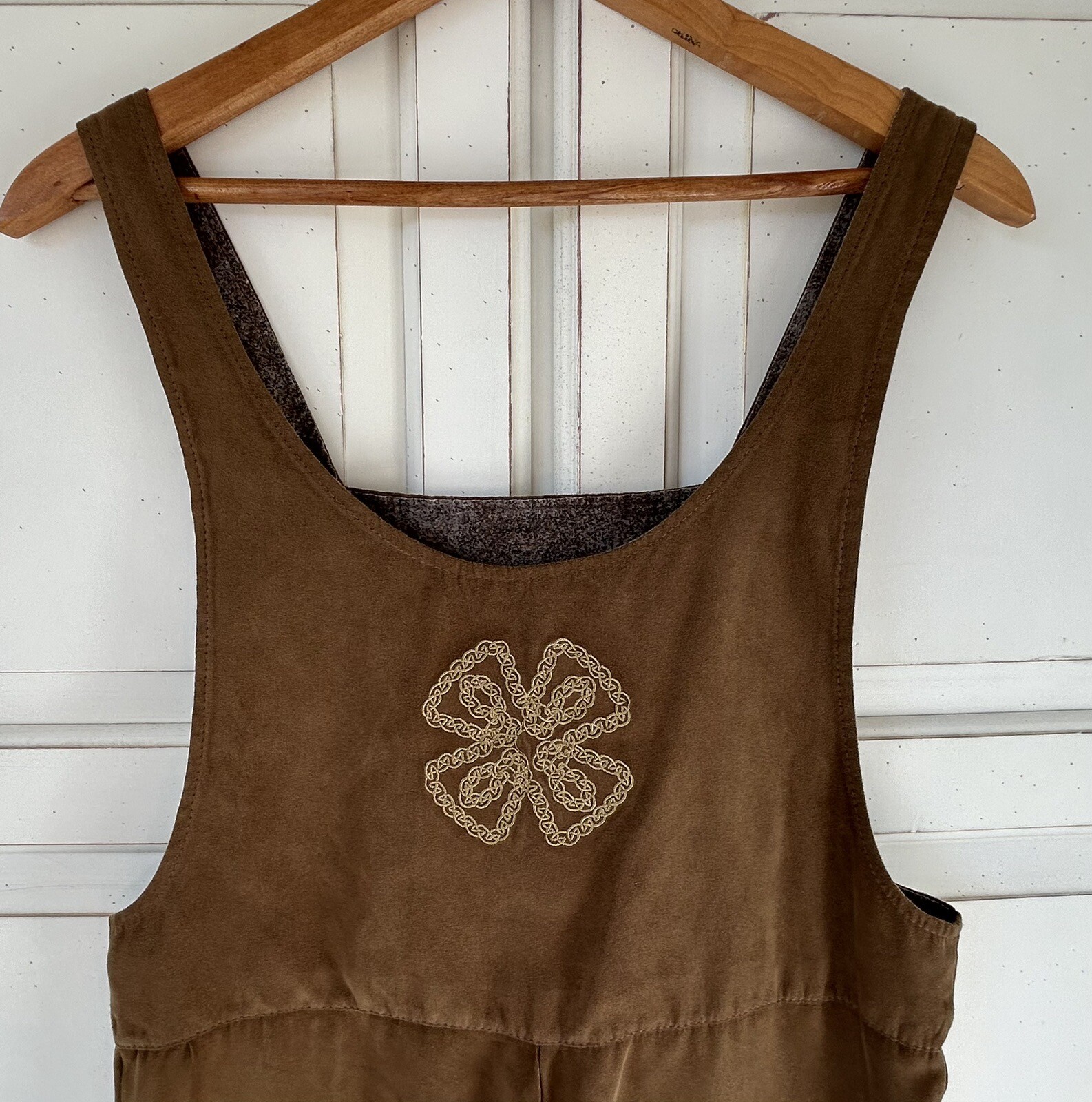 Vintage PEACOCK Embroidered Unique Handmade Bib Overall Boho Pants XS 28” Inseam