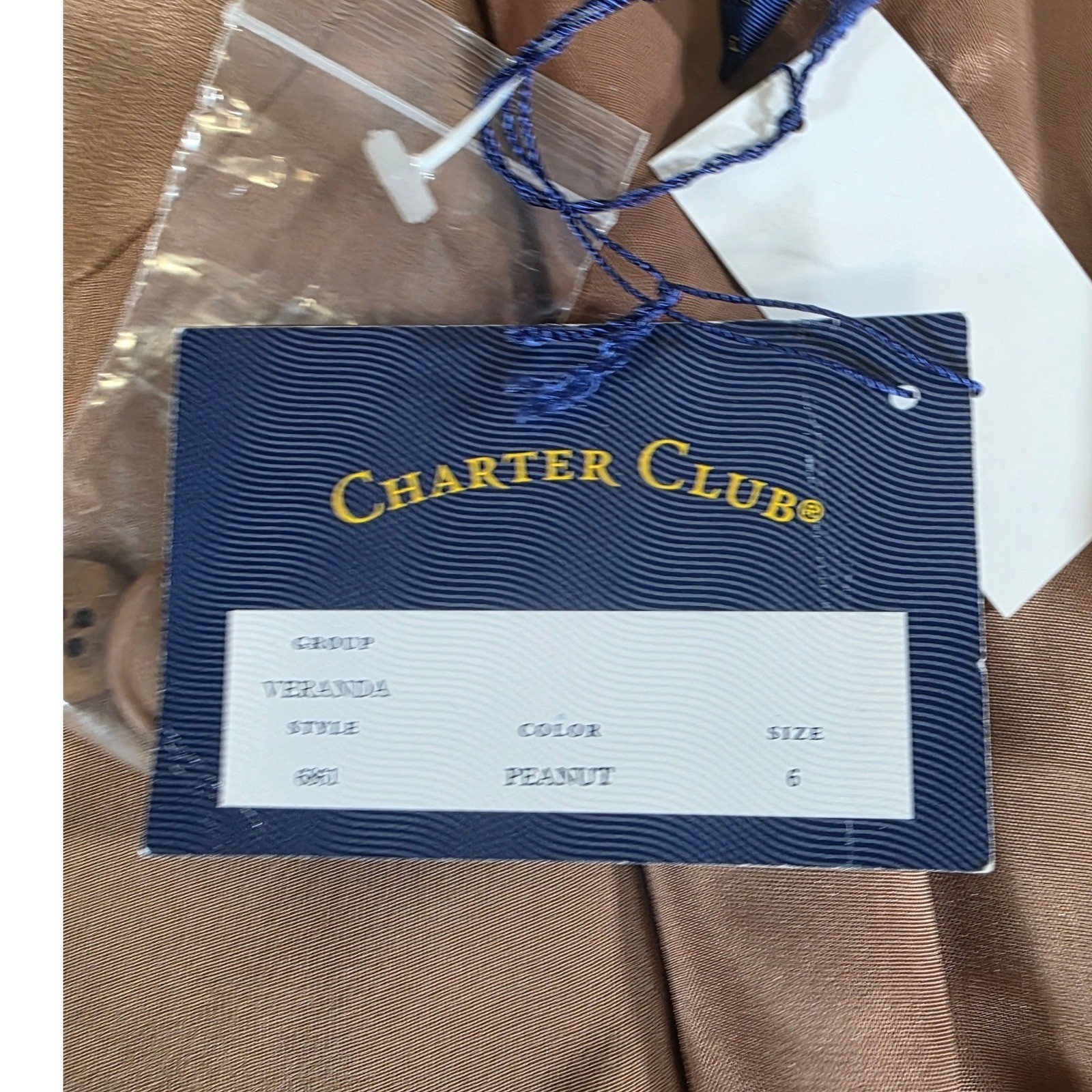 Vintage NWT Charter Club Silk Blazer Tan Single Button Professional Jacket Sz 6
