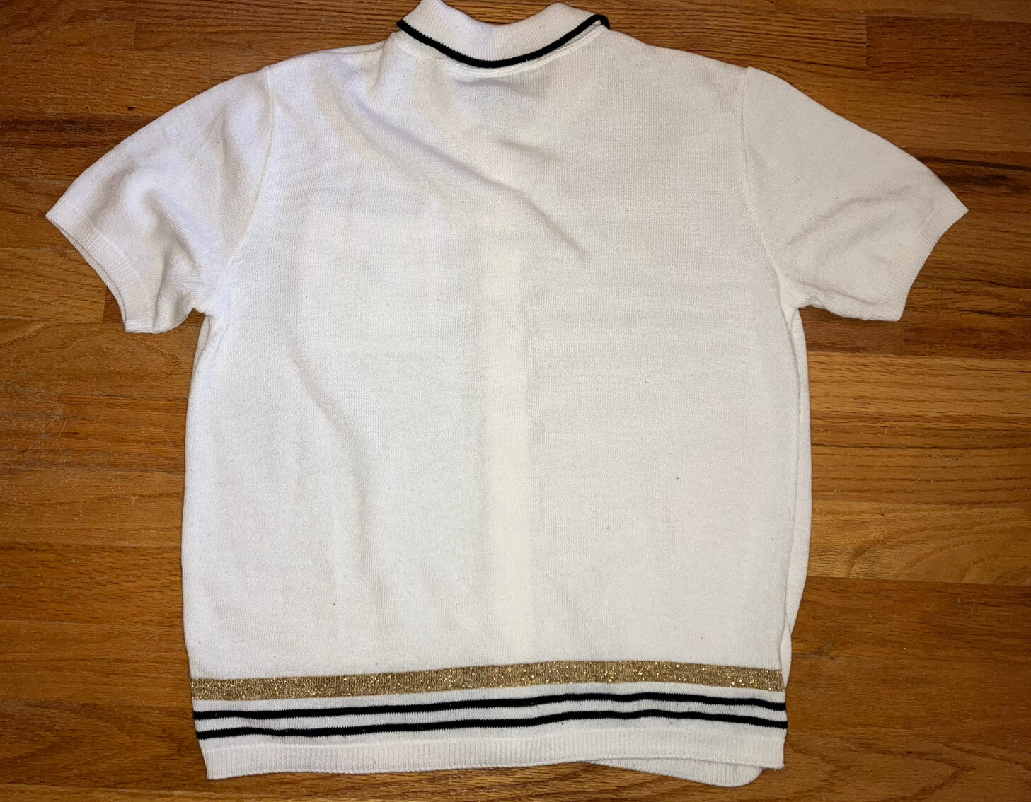 Vintage 90s Designer Look Button Down Country Club Collared Short Sleeve Sweater