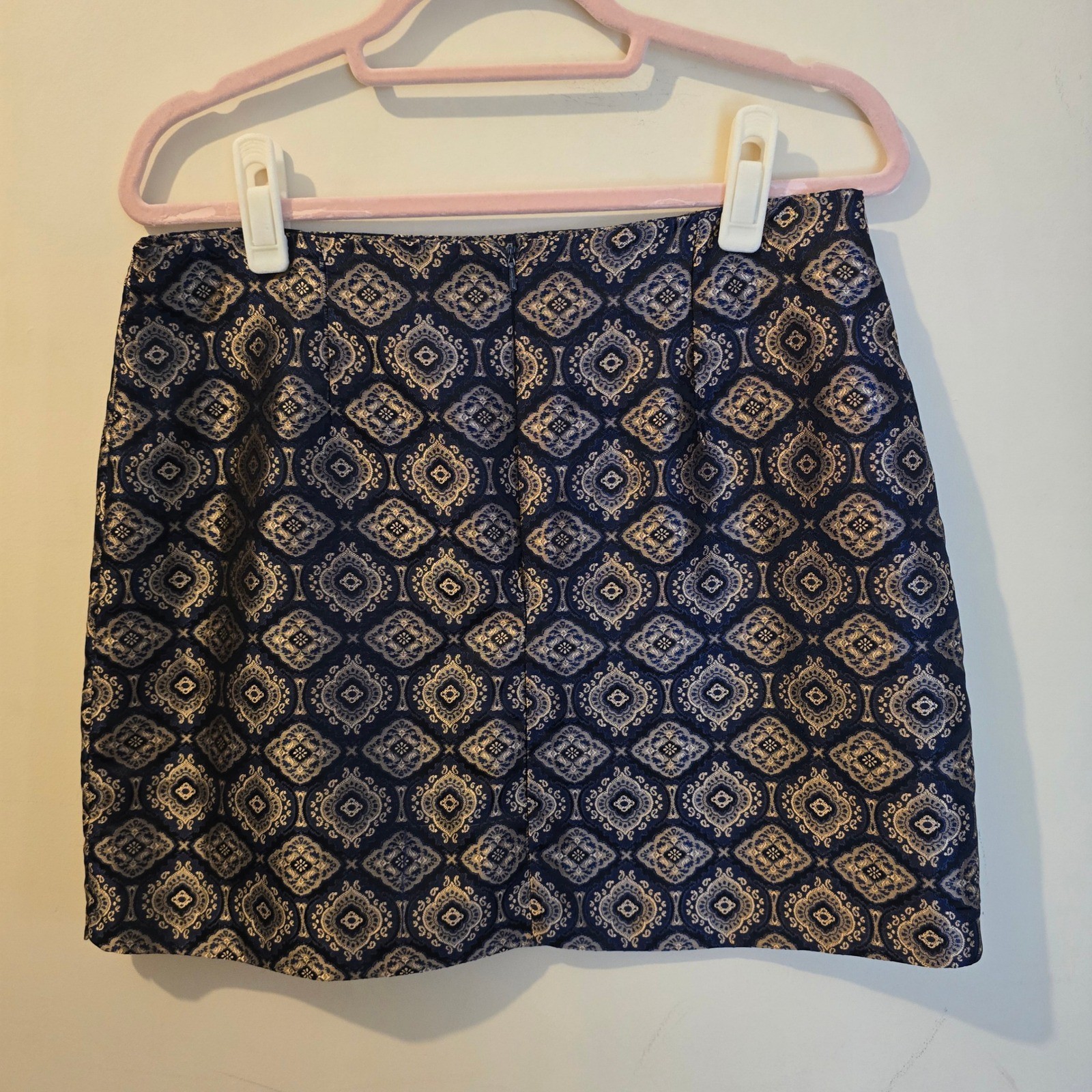 Jonathan Martin Vintage Brocade 2 Piece Set Crop Top Mini Skirt Navy Gold Sz 13