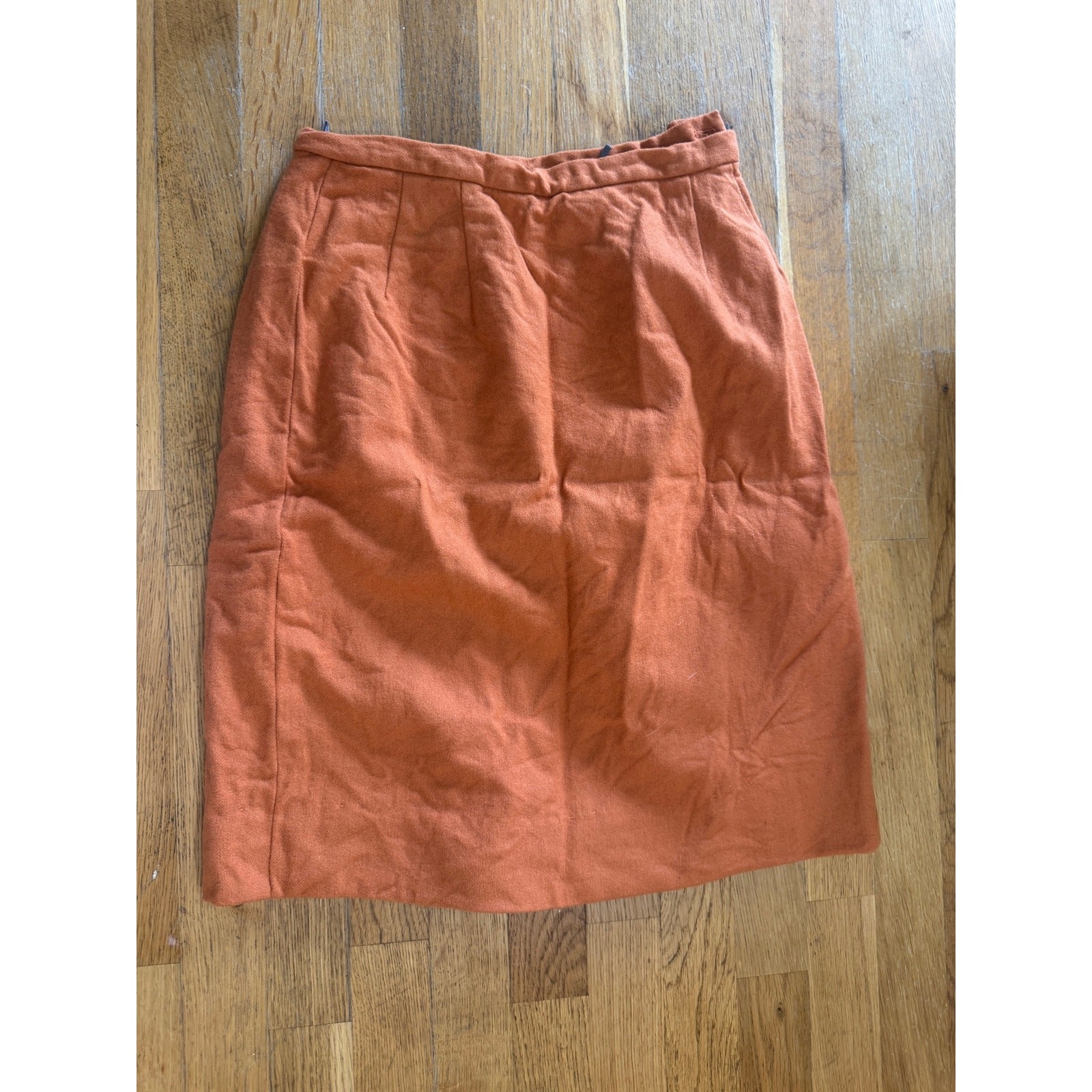 VTG 60s 70s Wool Pencil Skirt Burnt Orange Mod Dark Academia Talon Zip XXS XS