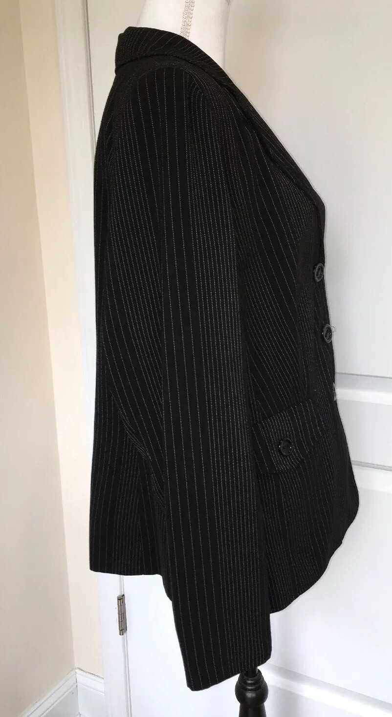 Women’s Blazer Black Pinstripe Lined Career GIORGIO SAINT ANGELO Vintage 14W