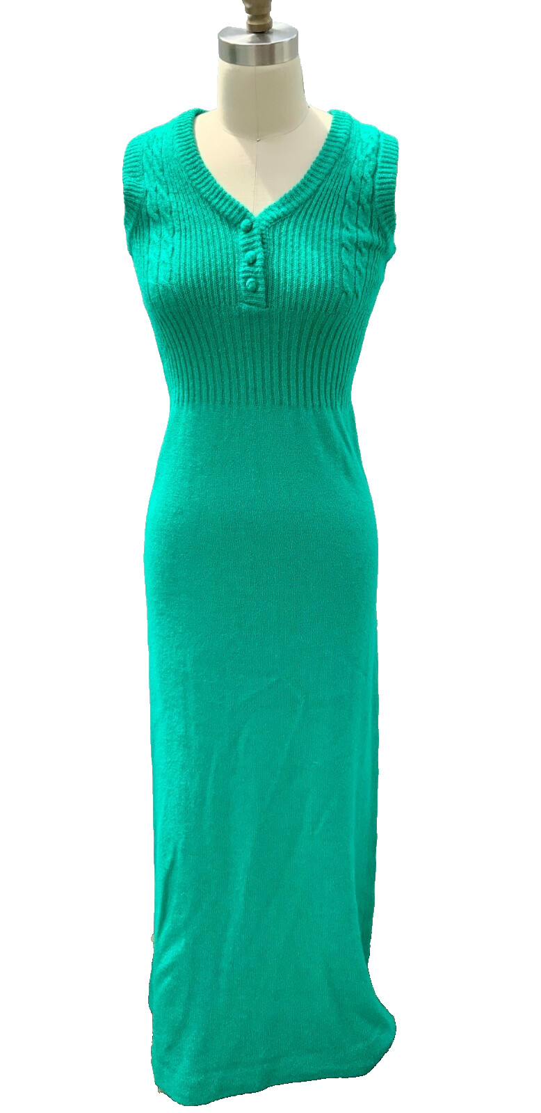 Authentic VTG 70s Jon-Michel Knit Maxi Sweater Dress & Sweater Green S