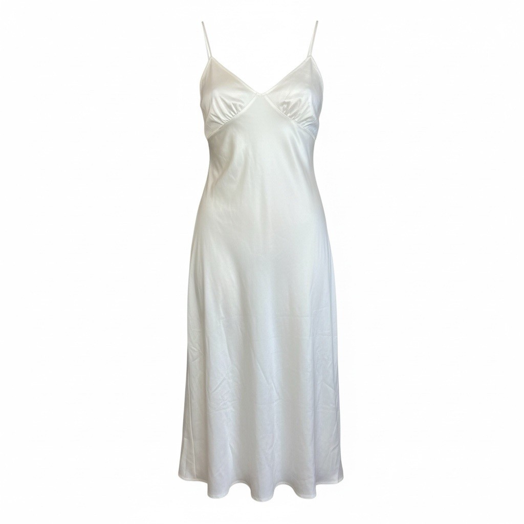 Vintage 1940’s Nylon Blend Negligee Off White Lingerie Slip Medium