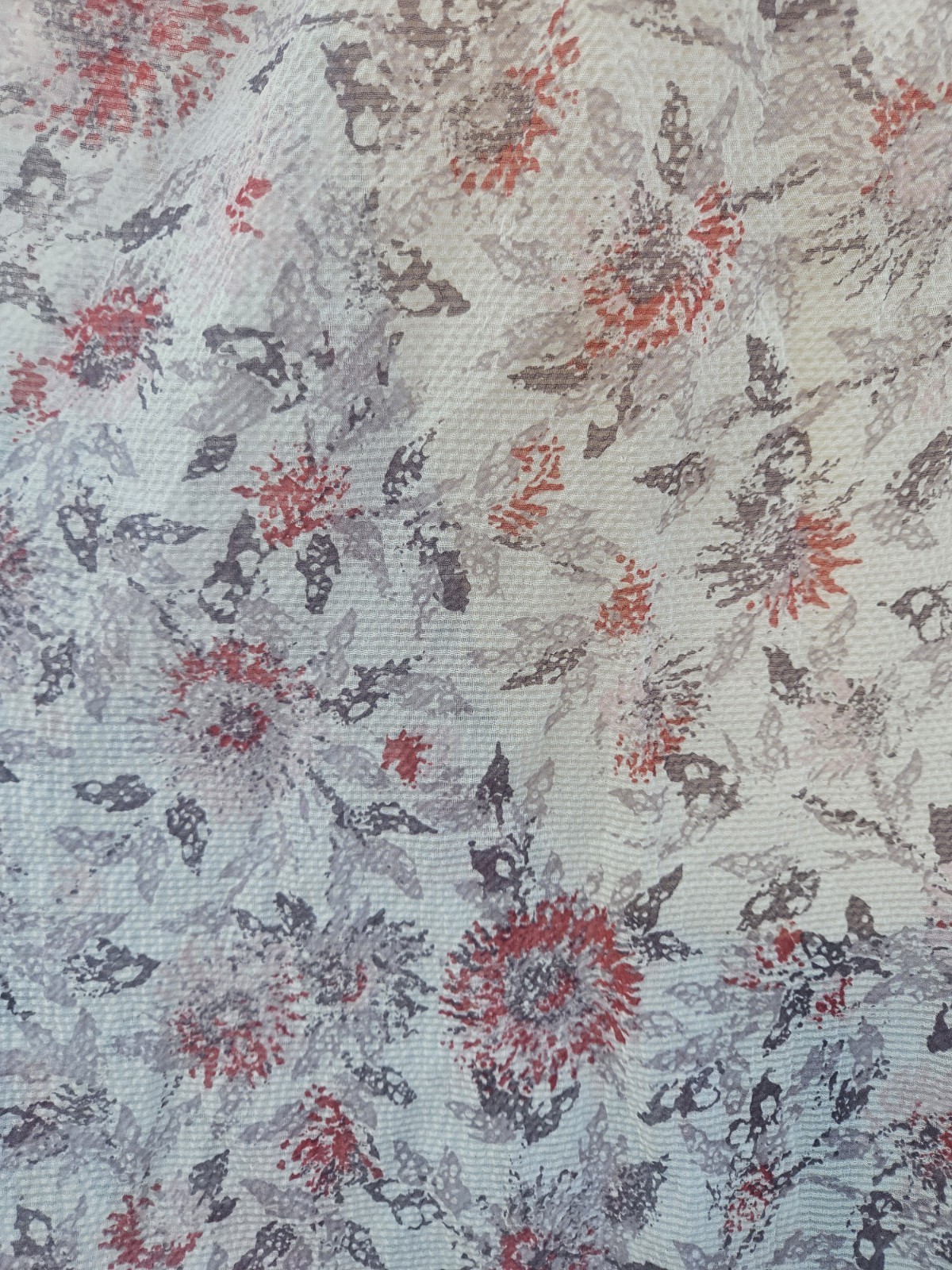 Vintage 1950s Sheer Crepe Day Dress Grey Pink 35″ Waist