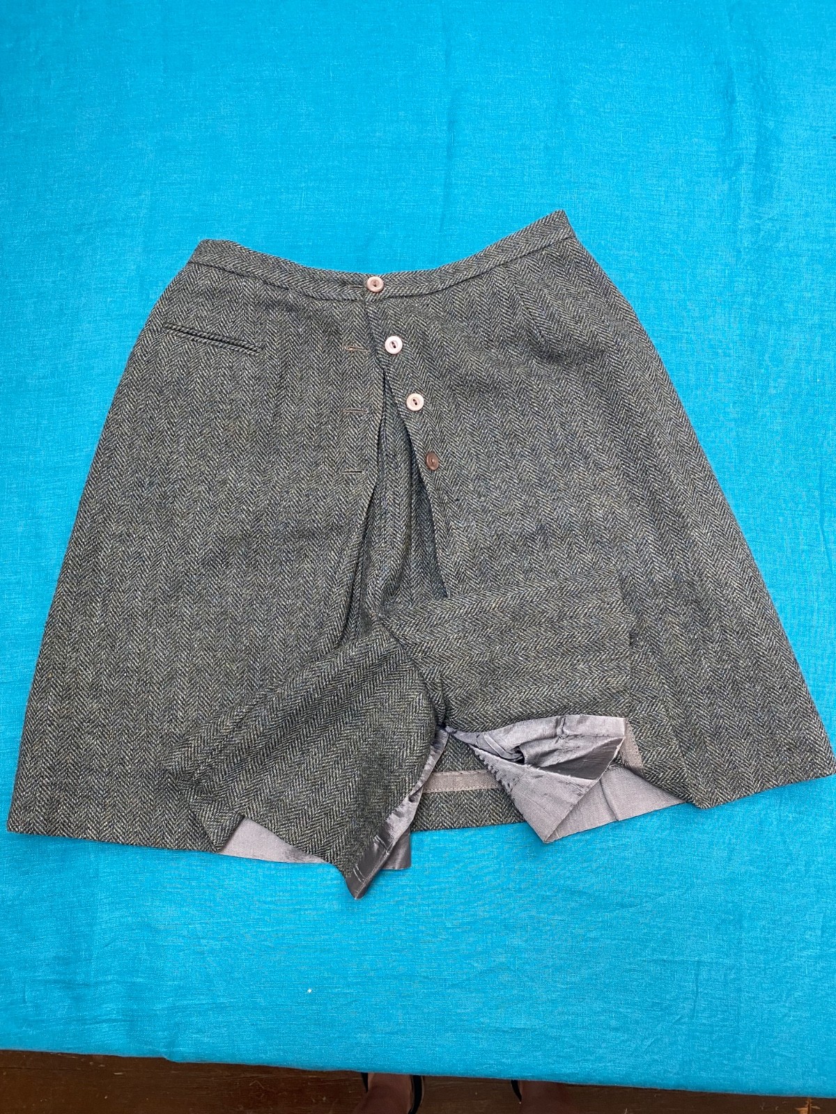VINTAGE Hunter Split Riding Skirt Skort Equestrian Wool Tweed Culottes S/XS 26W