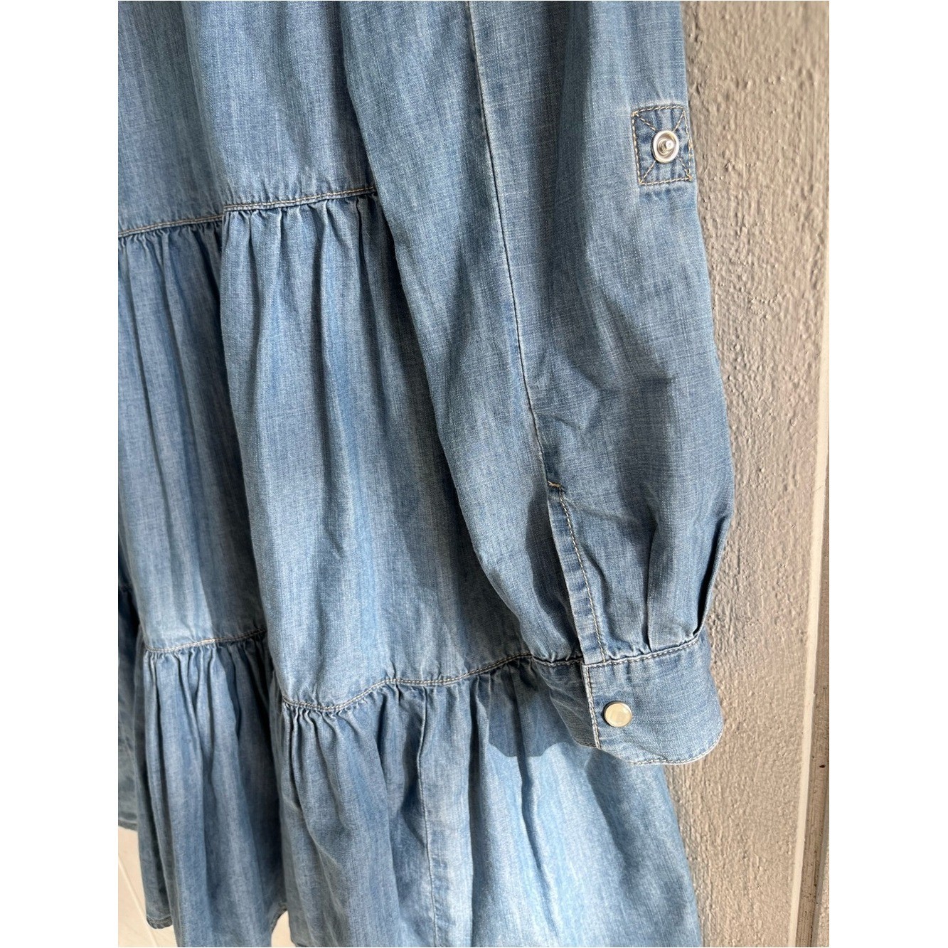 Veronica Beard Chambray Long Sleeve Ruffle Mini Dress Atari Size 0