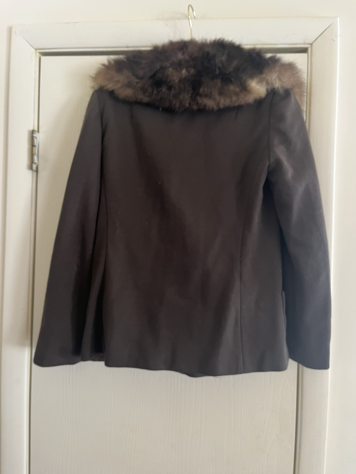 VTG 60s Wool Blend Fox Fur Glam Victorian Goth Gallery Girl Vamp Crop Jacket S