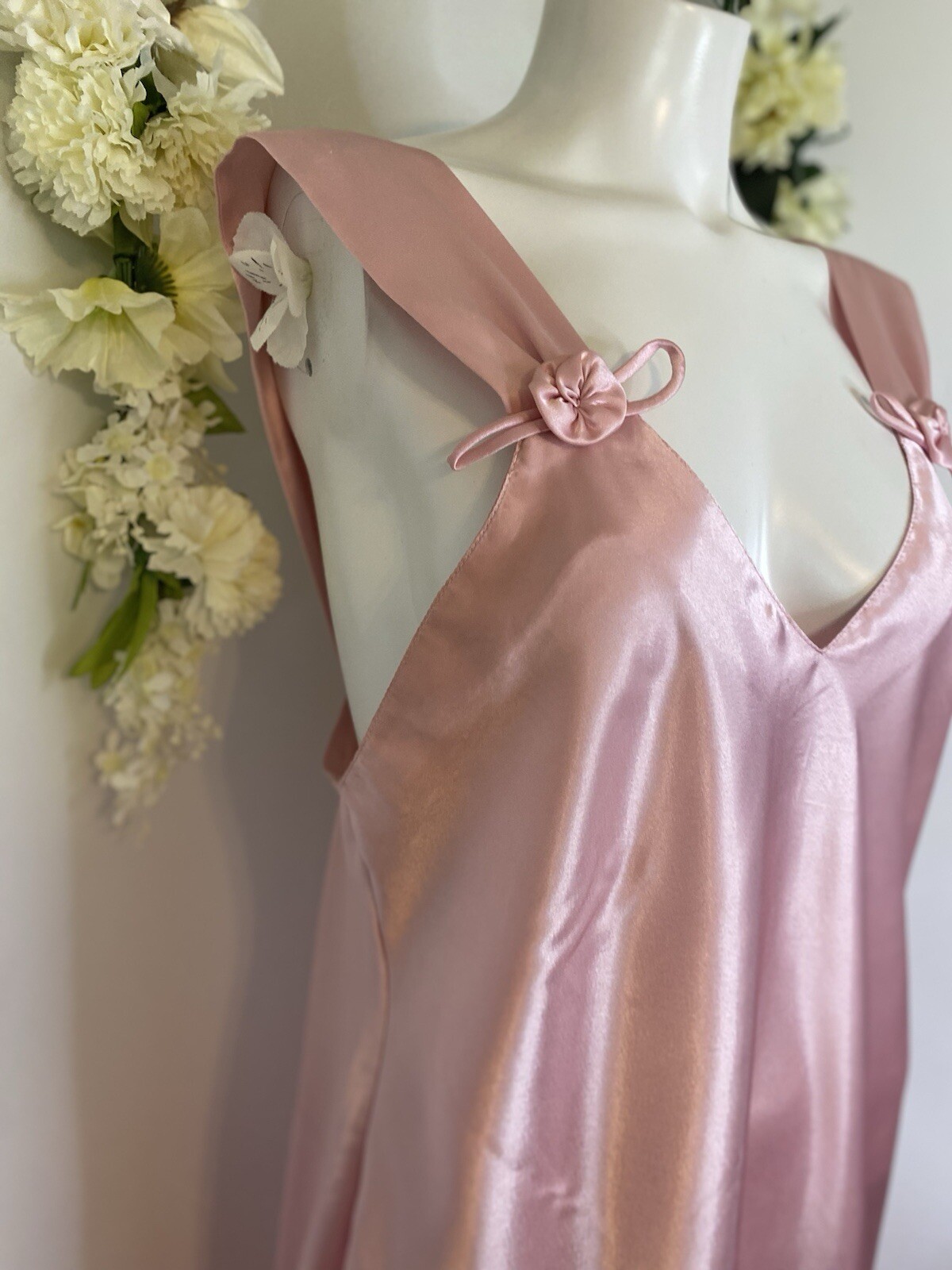 Vintage Val Mode Pink Lingerie Peignoir Sleep Gown Dress Ankle Length Size Large