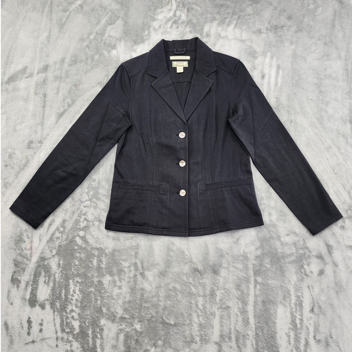 Vintage Tommy Bahama Jacket Womens 2 Black Stretch Cotton Preppy Lightweight