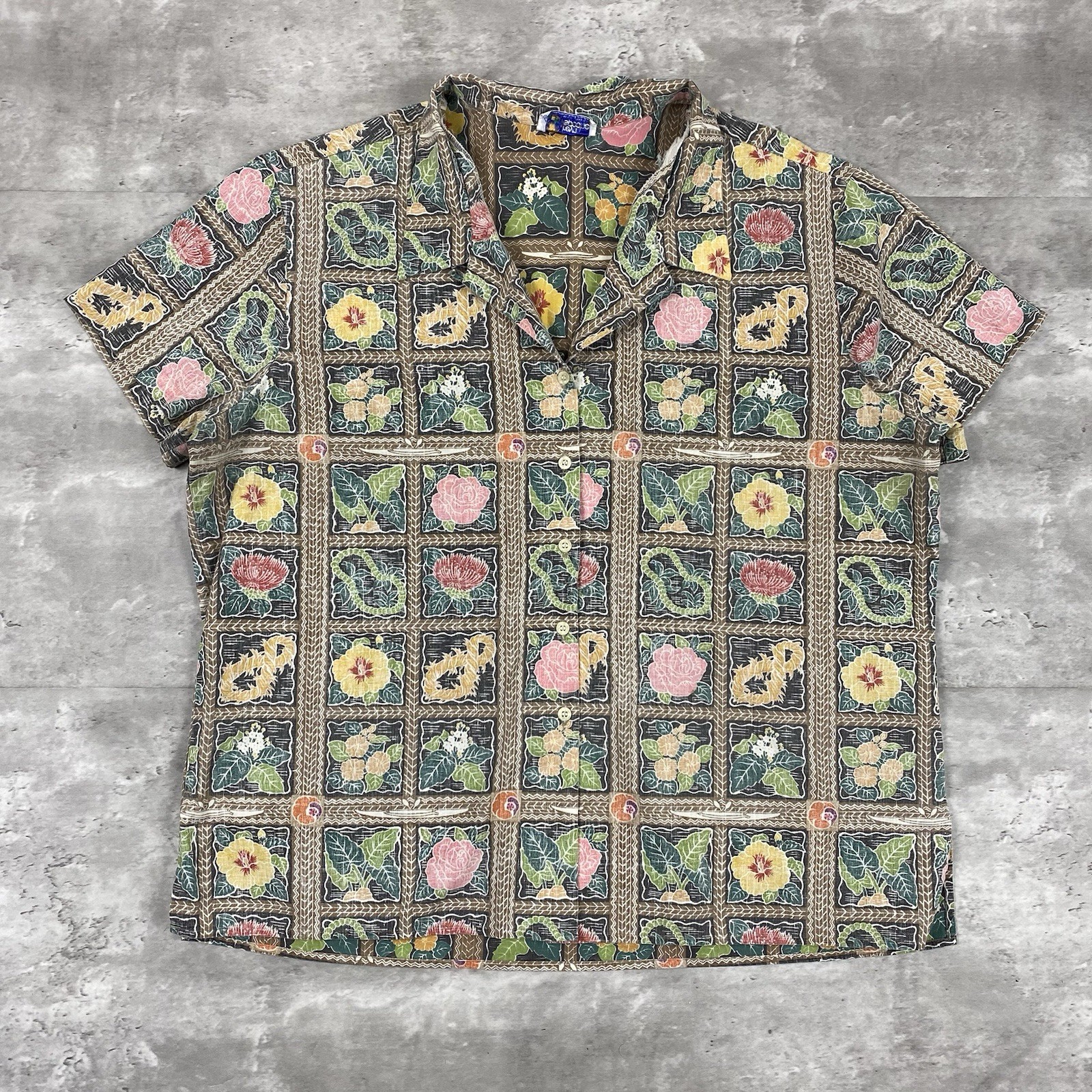 vintage REYN SPOONER HAWAIIAN AIRLINES shirt 90s Womens loop collar