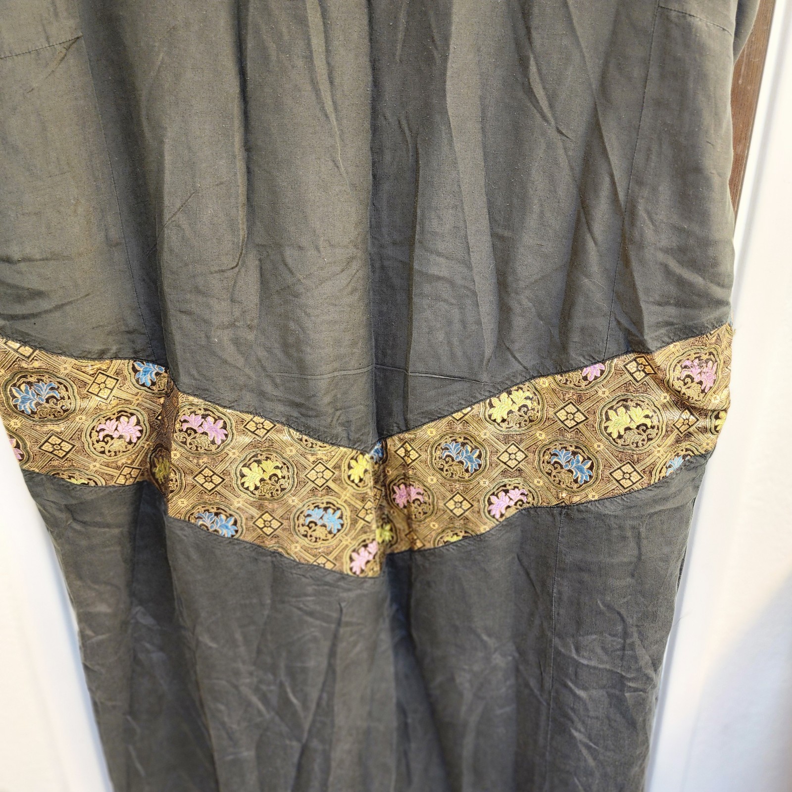Vintage 80s Does 20s Visage Silk Art Deco Metallic OS Plus Size Dress OS
