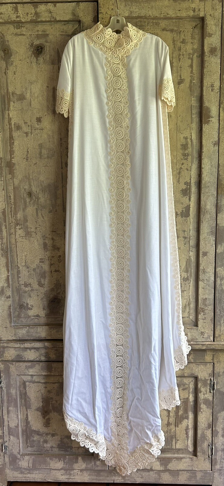 Vtg Edythe Vincent For Alfred Angelo Wedding Dress 1960s White Linen Ivory Lace