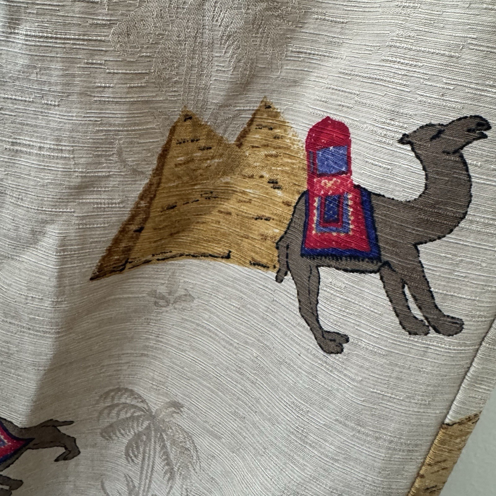 Vntg Chicos Design Silk Linen Pants Sz 3 (Large) Camel & Monkey Desert Chic 90s
