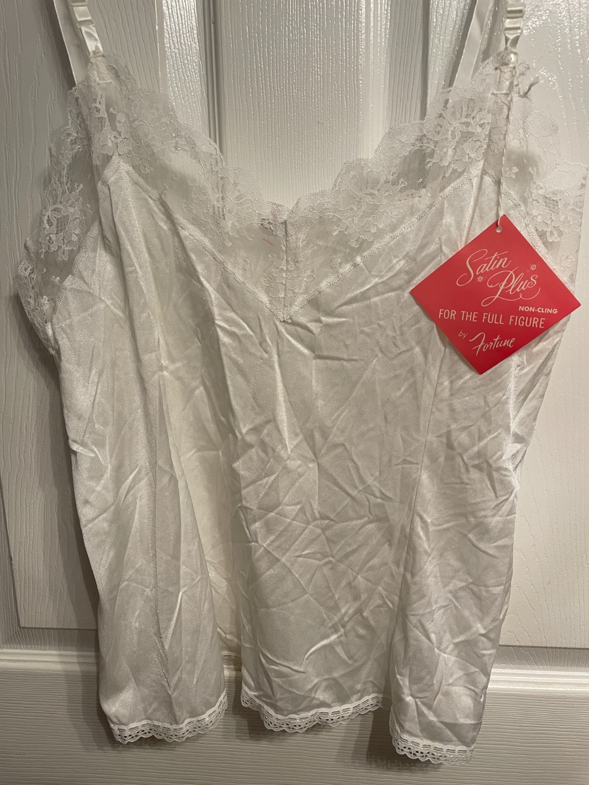 Vtg Fortune Nylon Camisole Women’s Size 2X WHITE Lacy Cami Top NWT XXL Sissy