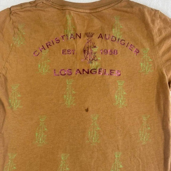 Rare Christian Audigier Ed Hardy tan casket graphic top y2k vintage grunge