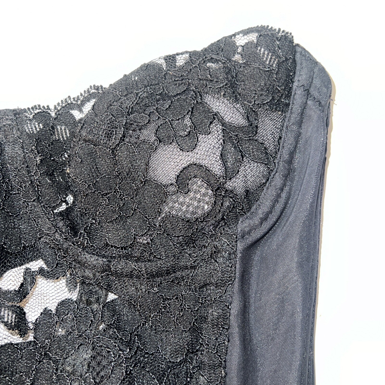 34B Victoria’s Secret Black Corset Bustier Strapless Lace Eye Loop Underwire